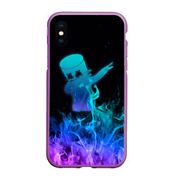 Чехол iPhone XS Max матовый Marshmello Fortnite, цвет: 3D-фиолетовый