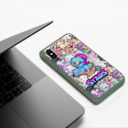 Чехол iPhone XS Max матовый BrawlStars Girls Oko, цвет: 3D-темно-зеленый — фото 2