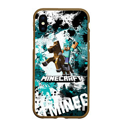 Чехол iPhone XS Max матовый Minecraft Майнкрафт, цвет: 3D-коричневый