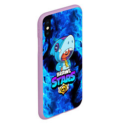 Чехол iPhone XS Max матовый BRAWL STARS LEON SHARK, цвет: 3D-сиреневый — фото 2