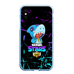 Чехол iPhone XS Max матовый BRAWL STARS LEON SHARK, цвет: 3D-голубой