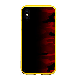 Чехол iPhone XS Max матовый RED BLACK MILITARY CAMO, цвет: 3D-желтый