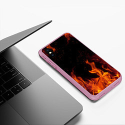 Чехол iPhone XS Max матовый ОГОНЬ, цвет: 3D-розовый — фото 2