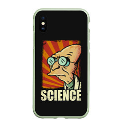 Чехол iPhone XS Max матовый Futurama Science, цвет: 3D-салатовый