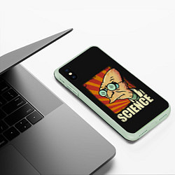 Чехол iPhone XS Max матовый Futurama Science, цвет: 3D-салатовый — фото 2