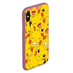 Чехол iPhone XS Max матовый Pikachu, цвет: 3D-малиновый — фото 2