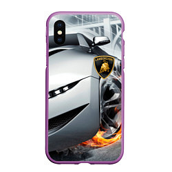 Чехол iPhone XS Max матовый Lamborghini, цвет: 3D-фиолетовый