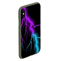 Чехол iPhone XS Max матовый МОЛНИЯ NEON, цвет: 3D-темно-зеленый — фото 2