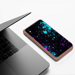 Чехол iPhone XS Max матовый БРЫЗГИ КРАСКИ NEON, цвет: 3D-коричневый — фото 2