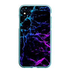 Чехол iPhone XS Max матовый МРАМОР NEON, цвет: 3D-мятный