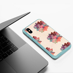 Чехол iPhone XS Max матовый Цветочный арт, цвет: 3D-мятный — фото 2