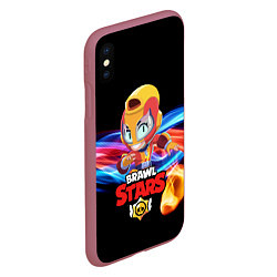 Чехол iPhone XS Max матовый Brawl stars leon max, цвет: 3D-малиновый — фото 2