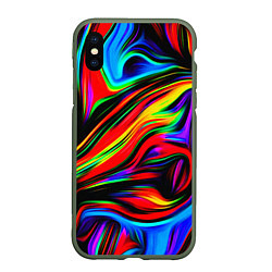 Чехол iPhone XS Max матовый ABSTRACT, цвет: 3D-темно-зеленый