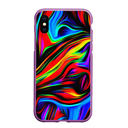 Чехол iPhone XS Max матовый ABSTRACT, цвет: 3D-фиолетовый