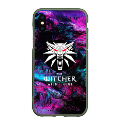 Чехол iPhone XS Max матовый The Witcher 3, цвет: 3D-темно-зеленый