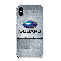 Чехол iPhone XS Max матовый SUBARU, цвет: 3D-белый