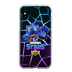 Чехол iPhone XS Max матовый Brawl Stars LEON, цвет: 3D-салатовый