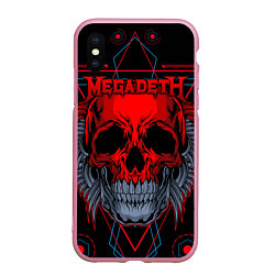 Чехол iPhone XS Max матовый Megadeth, цвет: 3D-розовый