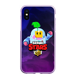 Чехол iPhone XS Max матовый BRAWL STARS SPROUT, цвет: 3D-сиреневый