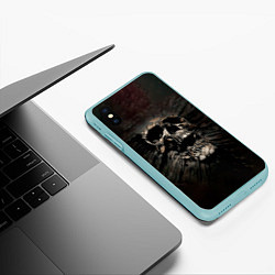 Чехол iPhone XS Max матовый ЧЕРЕП, цвет: 3D-мятный — фото 2