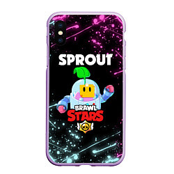 Чехол iPhone XS Max матовый BRAWL STARS SPROUT, цвет: 3D-сиреневый