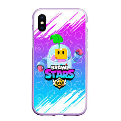 Чехол iPhone XS Max матовый BRAWL STARS SPROUT, цвет: 3D-сиреневый