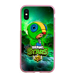 Чехол iPhone XS Max матовый Space Leon Brawl Stars, цвет: 3D-розовый