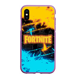 Чехол iPhone XS Max матовый FORTNITE, цвет: 3D-фиолетовый