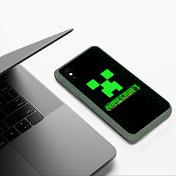 Чехол iPhone XS Max матовый Minecraft, цвет: 3D-темно-зеленый — фото 2