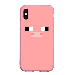 Чехол iPhone XS Max матовый Minecraft Pig, цвет: 3D-розовый