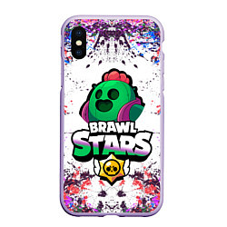 Чехол iPhone XS Max матовый Brawl Stars Spike, цвет: 3D-светло-сиреневый