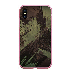 Чехол iPhone XS Max матовый КАМУФЛЯЖ BROWN, цвет: 3D-розовый