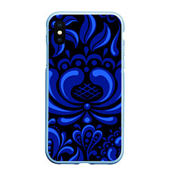 Чехол iPhone XS Max матовый Гжель узоры, цвет: 3D-голубой