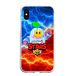 Чехол iPhone XS Max матовый BRAWL STARS SPROUT, цвет: 3D-белый