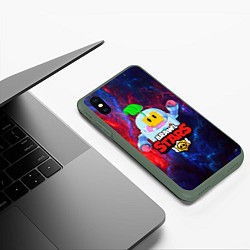 Чехол iPhone XS Max матовый BRAWL STARS SPROUT, цвет: 3D-темно-зеленый — фото 2