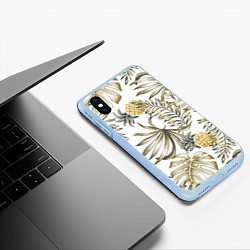 Чехол iPhone XS Max матовый Тропики хаки, цвет: 3D-голубой — фото 2