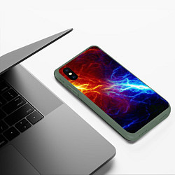 Чехол iPhone XS Max матовый ОГОНЬ ГЛИТЧ, цвет: 3D-темно-зеленый — фото 2