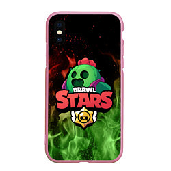 Чехол iPhone XS Max матовый Spike Brawl Stars, цвет: 3D-розовый