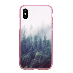 Чехол iPhone XS Max матовый Сибирский лес, цвет: 3D-розовый