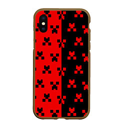 Чехол iPhone XS Max матовый MINECRAFT CREEPER, цвет: 3D-коричневый