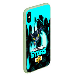 Чехол iPhone XS Max матовый Brawl stars mecha crow, цвет: 3D-салатовый — фото 2