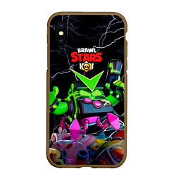 Чехол iPhone XS Max матовый Brawl Stars Virus 8-Bit