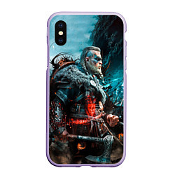 Чехол iPhone XS Max матовый ASSASSINS CREED VALHALLA, цвет: 3D-светло-сиреневый