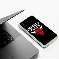 Чехол iPhone XS Max матовый CHICAGO BULLS, цвет: 3D-салатовый — фото 2