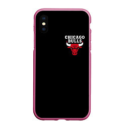 Чехол iPhone XS Max матовый CHICAGO BULLS, цвет: 3D-малиновый