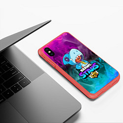 Чехол iPhone XS Max матовый BRAWL STARS LEON SHARK, цвет: 3D-красный — фото 2
