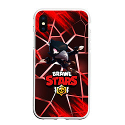 Чехол iPhone XS Max матовый Brawl Stars CROW, цвет: 3D-белый