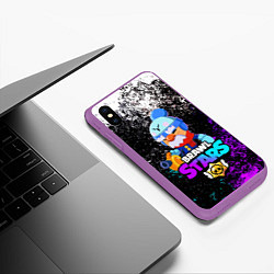 Чехол iPhone XS Max матовый BRAWL STARS GALE, цвет: 3D-фиолетовый — фото 2