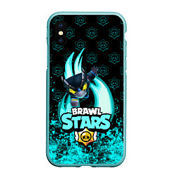 Чехол iPhone XS Max матовый Brawl stars mecha crow, цвет: 3D-мятный