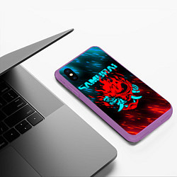 Чехол iPhone XS Max матовый CYBERPUNK 2077 SAMURAI, цвет: 3D-фиолетовый — фото 2